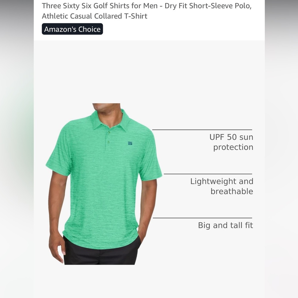Three Sixty Six Men's Athletic Green Polo Shirt - Picture 3 of 10